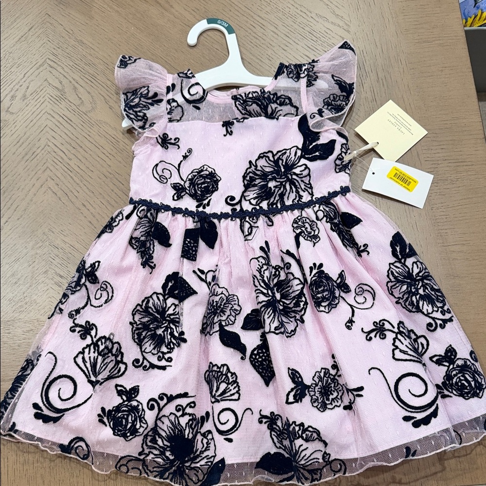 Laura Ashley Pink and Black Floral Kids Formal Dress